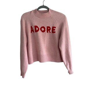 Old Navy SoSoft Pink Crewneck Sweater "Adore" Pullover Petite Small